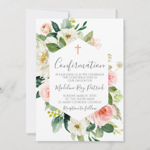 Pink Floral Frame Confirmation  Invitation