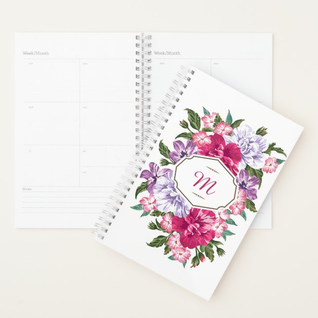 Pink floral frame customised planner (Display)