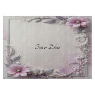 Pink Floral Frame Cutting Board