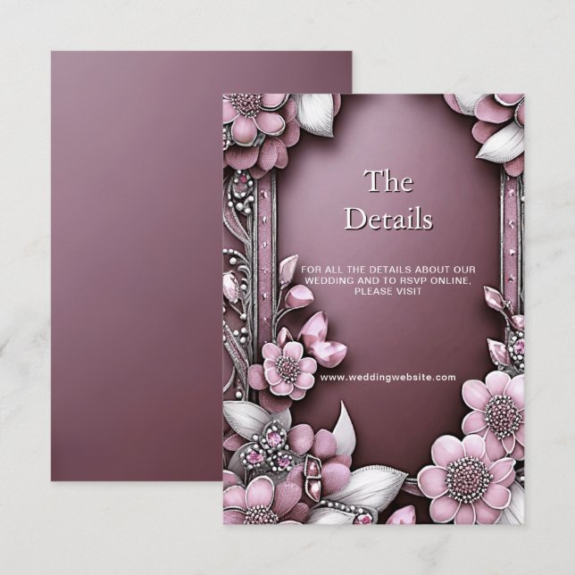 Pink Floral Frame Detail Enclosure Card (Front/Back)