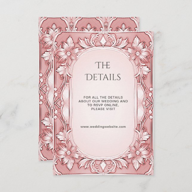 Pink Floral Frame Detail Enclosure Card (Front/Back)