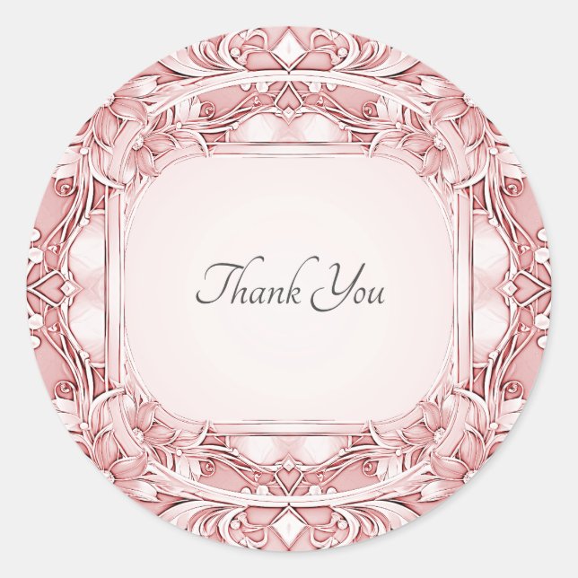 Pink Floral Frame Envelope Seal Sticker (Front)