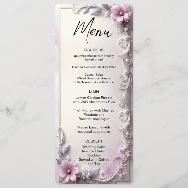 Pink Floral Frame Menu (Front)