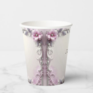 Pink Floral Frame Paper Cups