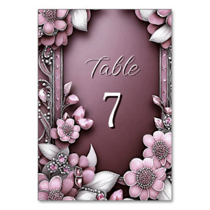 Pink Floral Frame Table Number