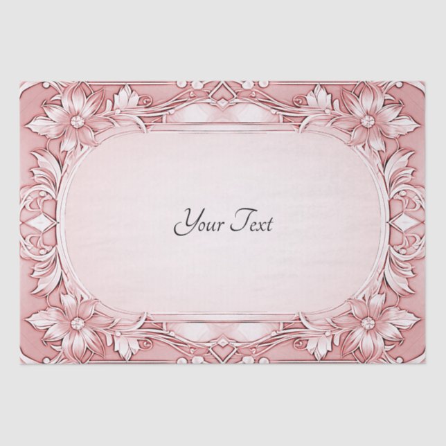 Pink Floral Frame Tissue Paper (Front)