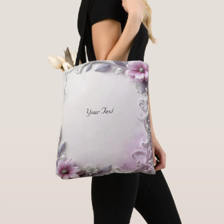 Pink Floral Frame Tote Bag