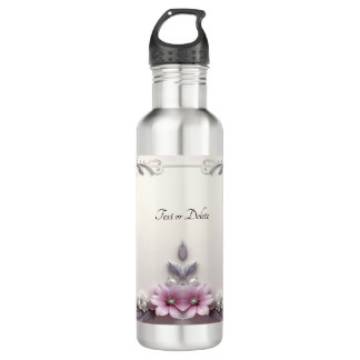 Pink Floral Frame Water Bottle