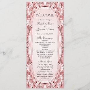 Pink Floral Frame Wedding program Programme