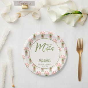 Pink Floral Fresh Off The Market Bridal Shower Paper Plate