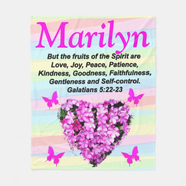 PINK FLORAL FRUITS OF THE SPIRIT CUSTOM BLANKET (Front)