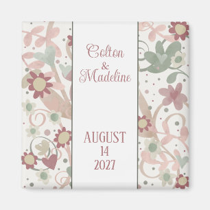 Pink Floral Fun Personalised Inspirivity Wedding Magnet