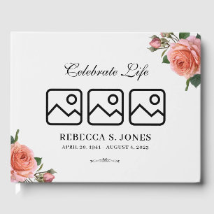 Pink Floral funeral Guest Book
