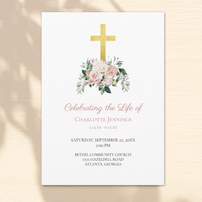 Pink Floral Funeral Memorial Order of Service Prog Programme (Creator Uploaded)