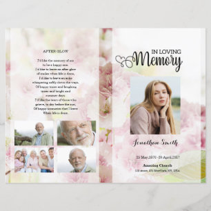 Pink floral Funeral Program template