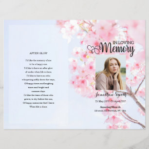 Pink floral Funeral Program template