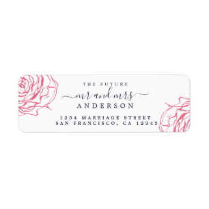 Pink Floral Future Mr Mrs Wedding Return Address