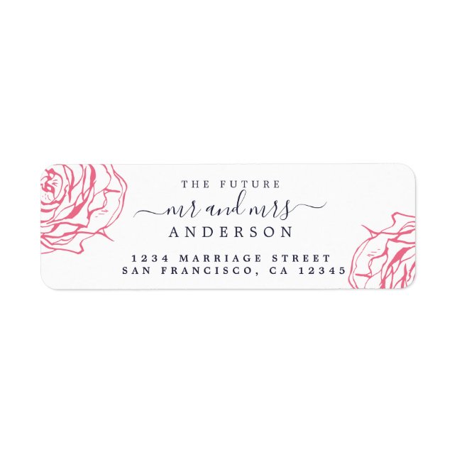 Pink Floral Future Mr Mrs Wedding Return Address (Front)
