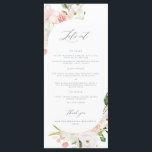 Pink Floral Garden 30th birthday Menu<br><div class="desc">This pink and white floral 30th birthday menu card is perfect for a pretty garden or pink birthday celebration. This design measures 4 x 9 inches and is perfect for thirtieth birthday ceremony menus for the table. Shop the collection: https://www.zazzle.com/collections/pink_white_floral_garden-119280459694842779?rf=238296117664346256</div>