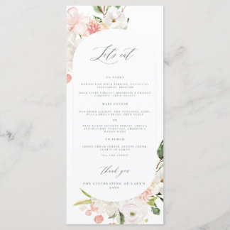 Pink Floral Garden 40th birthday Menu