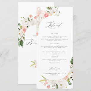 Pink Floral Garden Birthday Menu lady