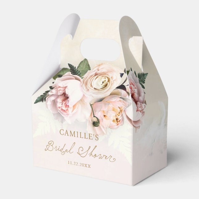 Pink Floral Garden Bridal Shower Favour Boxes (Front Side)