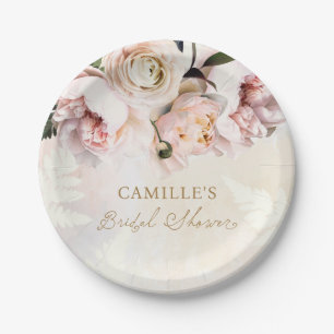 Pink Floral Garden Bridal Shower Paper Plate