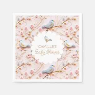 Pink Floral Garden Girl Baby Shower Napkin