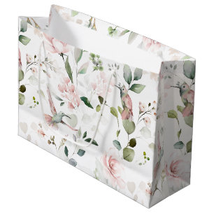 Pink Floral Garden Hummingbird Large Gift Bag