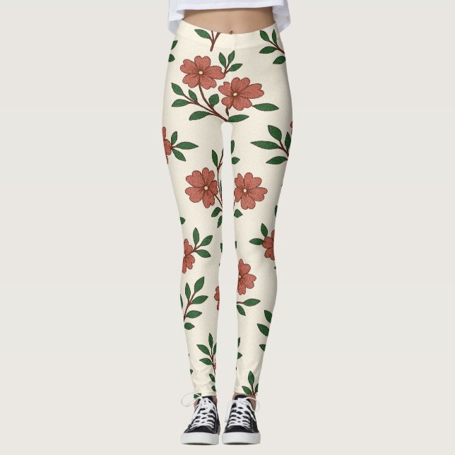 Pink Floral Garden Legging Print (Front)