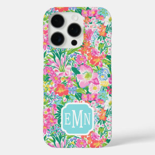 Pink Floral Garden Monogrammed iPhone 16 Pro Case