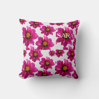 Pink Floral Garden Personalised Name All-Over Prin Cushion