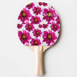 Pink Floral Garden Personalised Name All-Over Prin Ping Pong Paddle