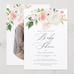 Pink Floral Garden Spring Baby Shower Invitation