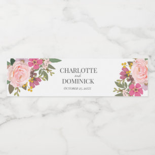 Pink Floral Garden Spring Wedding Favours  Water Bottle Label