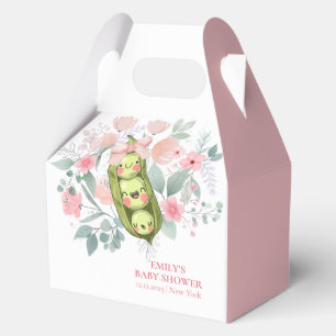 Pink Floral Garden Sweet Pea In Pod Baby Shower  Favour Box
