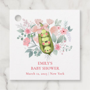 Pink Floral Garden Sweet Pea In Pod Baby Shower  Favour Tags
