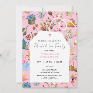 Pink Floral Garden Tea Party Bridal Shower Invitation