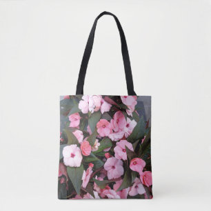Pink Floral Garden Tote Bag Botanical Flower Reu