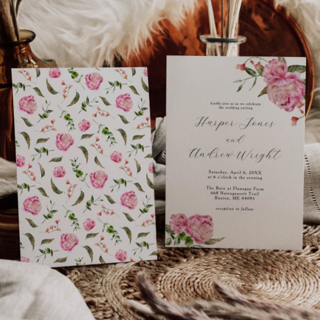 Pink Floral Garden Wedding Invitation (Creator Uploaded)