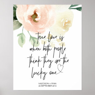 Pink Floral Garden Wedding True Love Welcome Poster