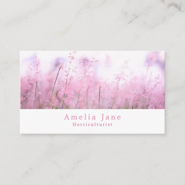 Pink Floral, Gardener, Horticulturist Business Card (Front)