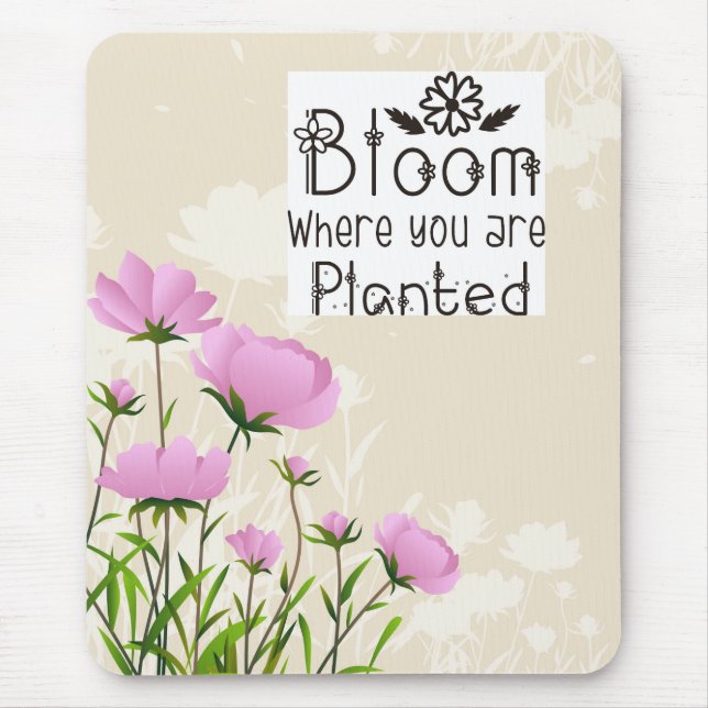 Pink Floral Gardener  Mouse Mat (Front)