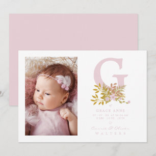 Pink Floral Garland Initial Baby Newborn Name