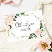 Pink Floral Geometric Bridal Shower Thank You