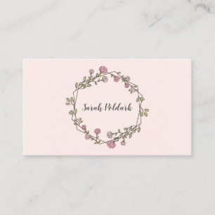 Pink Floral Geometric Monogram Calling Card