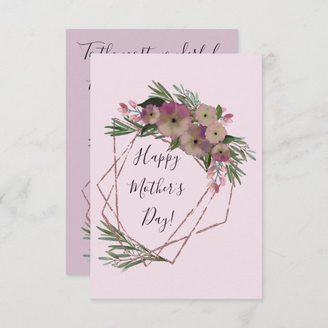 Pink Floral Geometric Mother's Day Card (Front/Back)