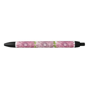 Pink Floral Gerbera Daisy Flowers Black Ink Pen