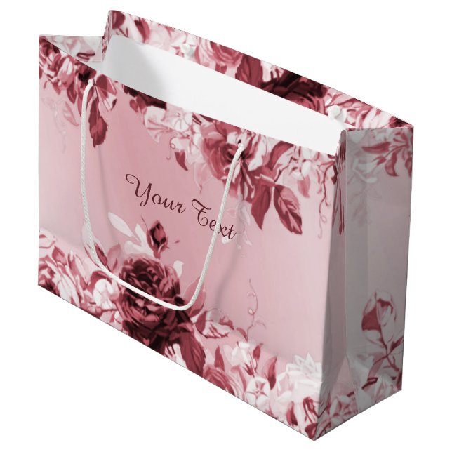 Pink Floral Gift Bag (Front Angled)