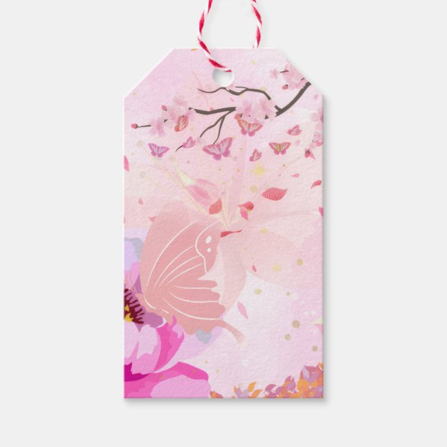 pink floral  gift tags (Front)